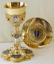 Ornate French antique solid silver gilt Gothic Chapel Set